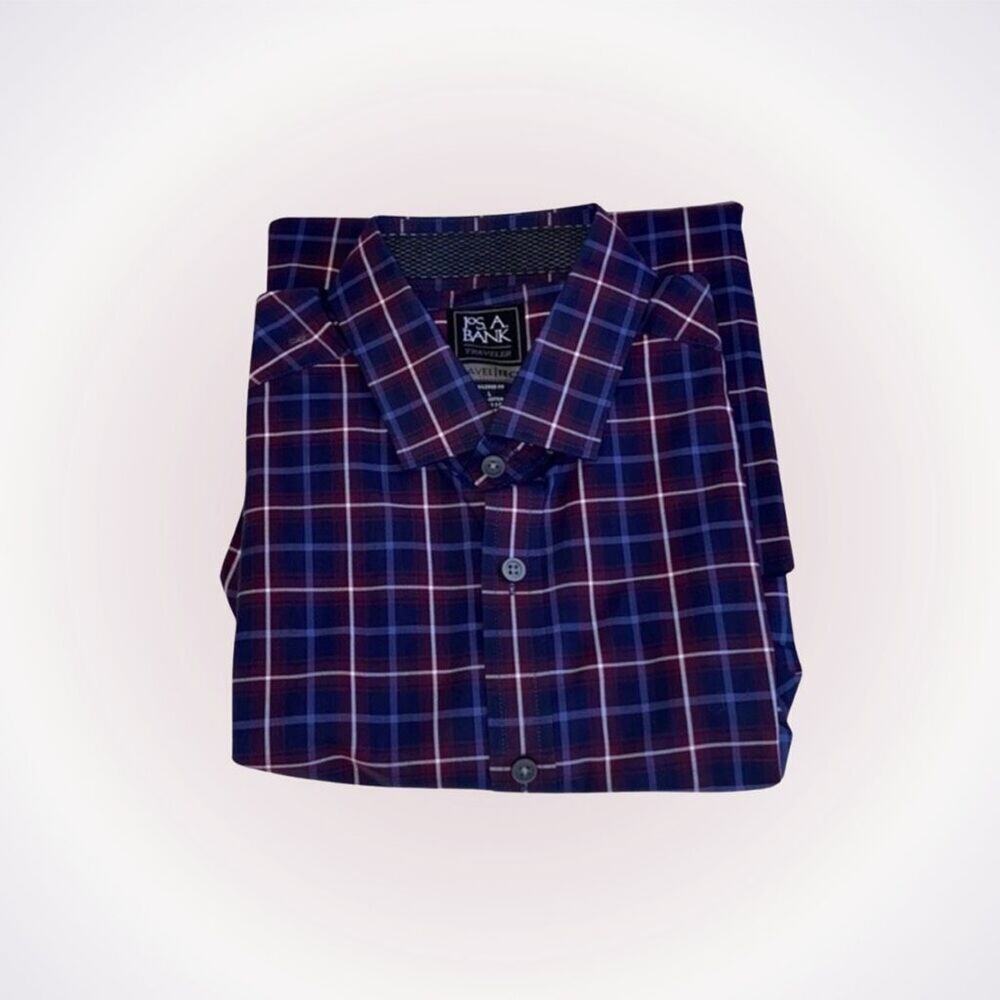 Jos. A. Bank Maroon Plaid Button-Down Shirt | Sz L